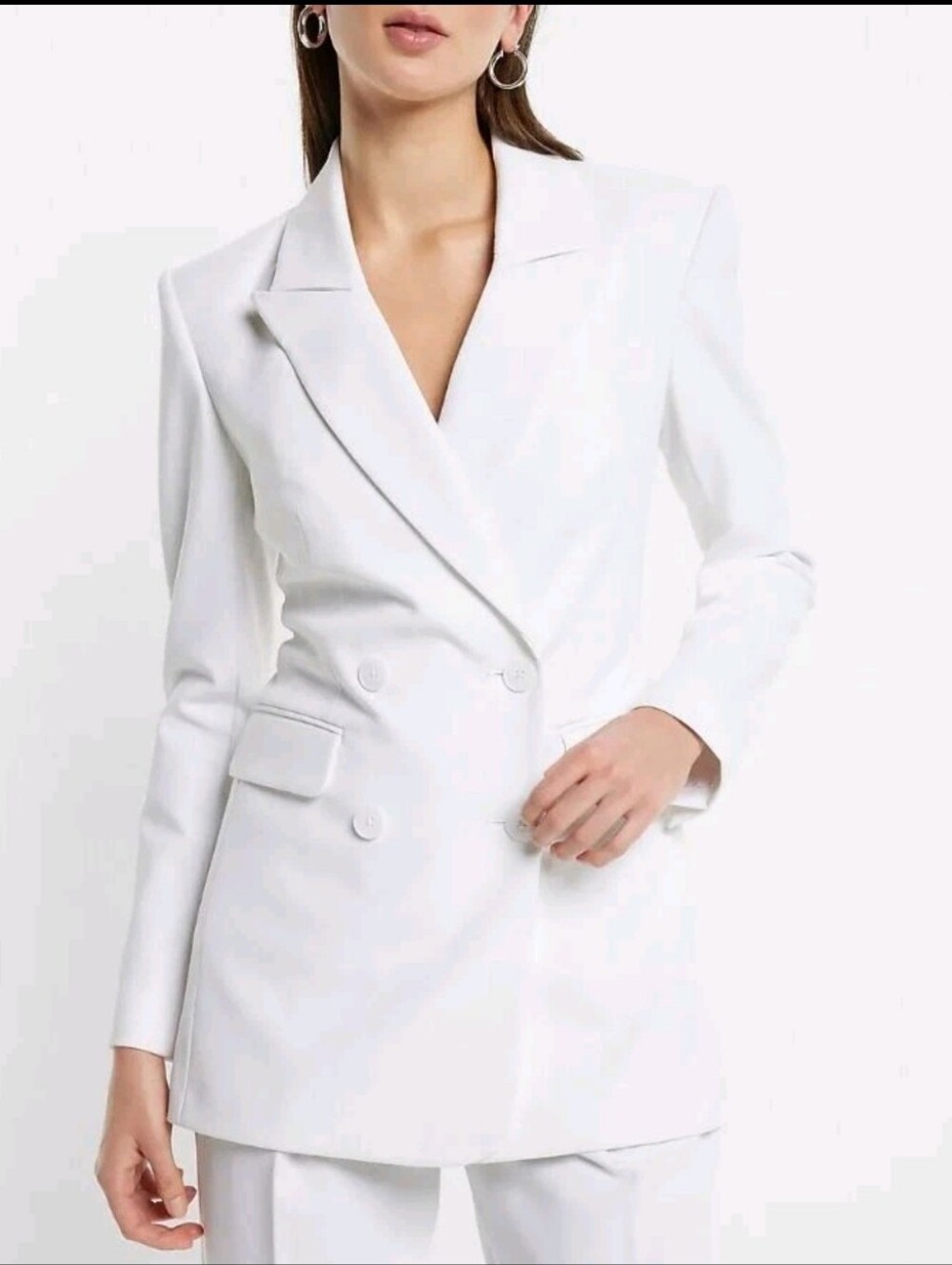 Express White Double Breasted Hourglass Blazer & Pantsuit-Retail $250-NWT-banana - Picture 4 of 11